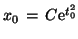 $x_0 \,=\,
C \mbox{e}^{t_0^2}$